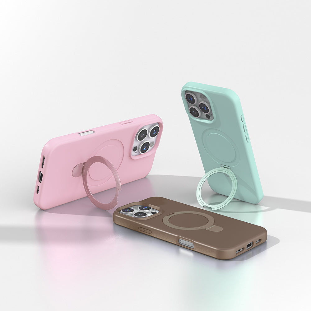 Apple iPhone 16 Pro Kılıf M-safe Şarj Özellikli Standlı Zore Samara Kapak Lila