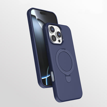 Apple iPhone 16 Pro Kılıf M-safe Şarj Özellikli Standlı Zore Samara Kapak Lacivert