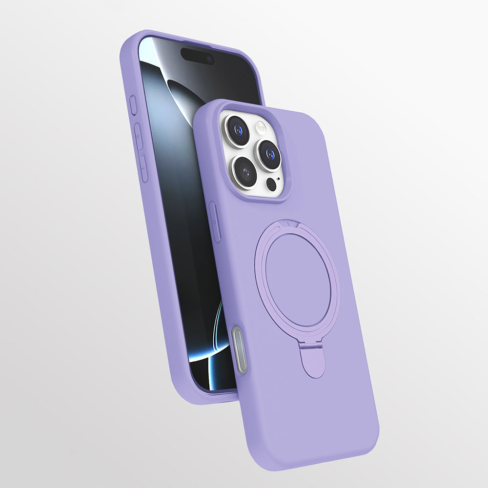 Apple iPhone 16 Pro Kılıf M-safe Şarj Özellikli Standlı Zore Samara Kapak Lila