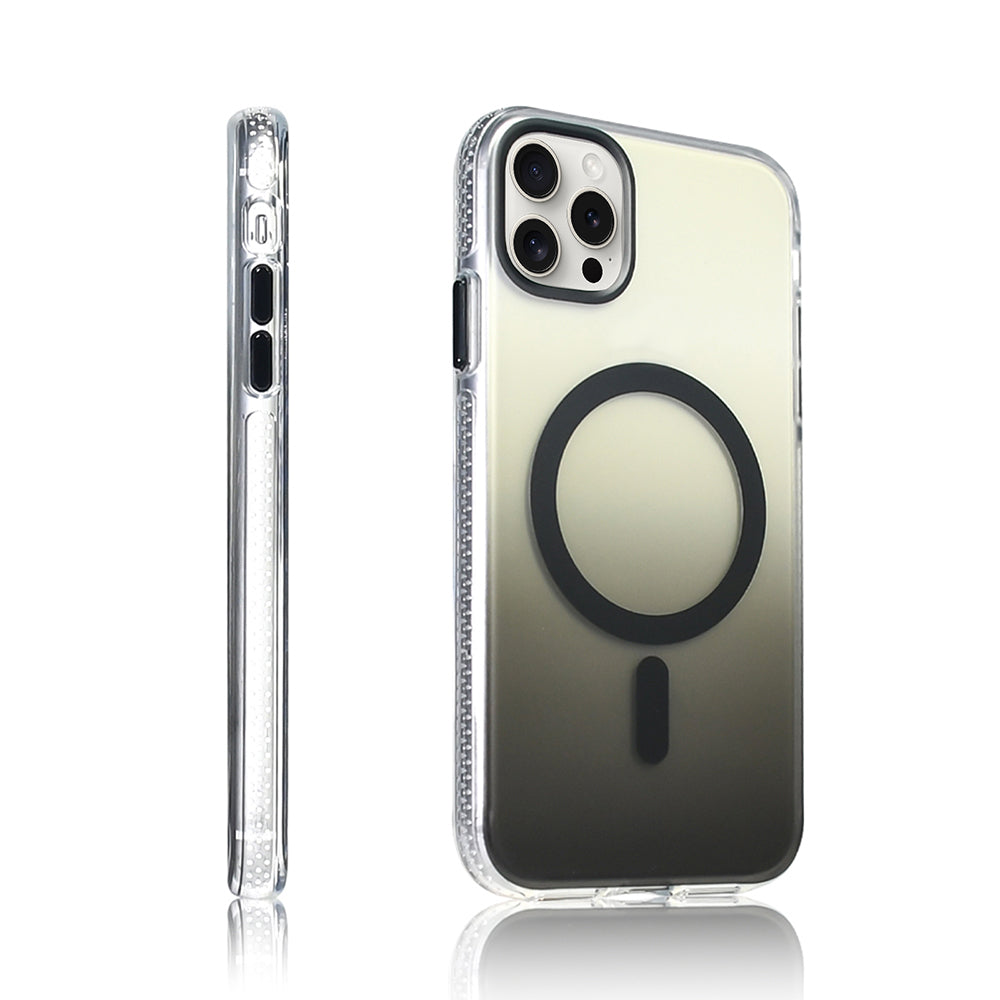 Apple iPhone 16 Pro Kılıf M-safe Şarj Özellikli Transparan Renk Geçişli Zore Toros Kapak Mavi