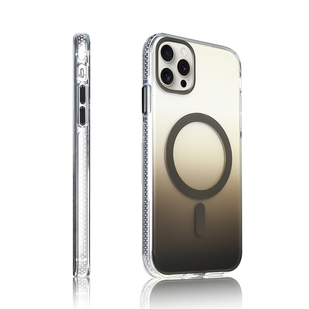 Apple iPhone 16 Pro Kılıf M-safe Şarj Özellikli Transparan Renk Geçişli Zore Toros Kapak Gold