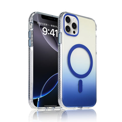 Apple iPhone 16 Pro Kılıf M-safe Şarj Özellikli Transparan Renk Geçişli Zore Toros Kapak Mavi