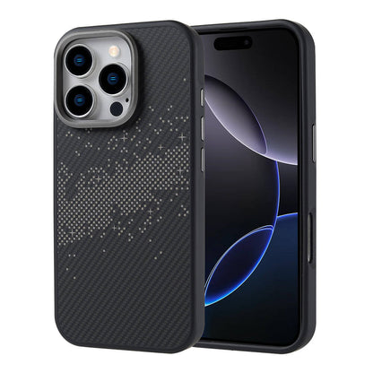 Apple iPhone 16 Pro Kılıf M-safe Şarj Özellikli Karbon Fiber Tasarımlı Zore Vave Kapak