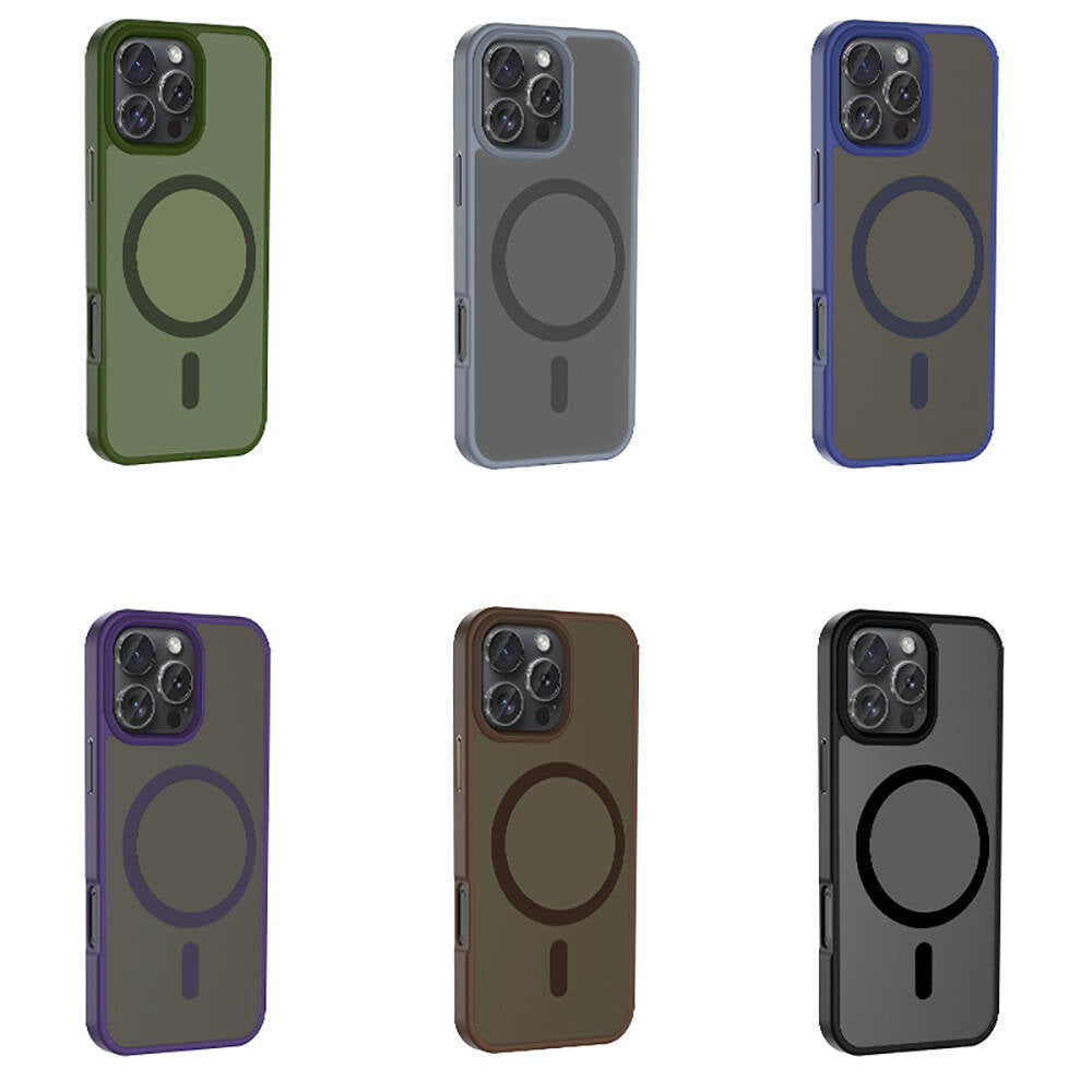 Apple iPhone 16 Pro Kılıf M-safe Şarj Özellikli Mat Arka Yüzey Zore Sio Kapak Gri