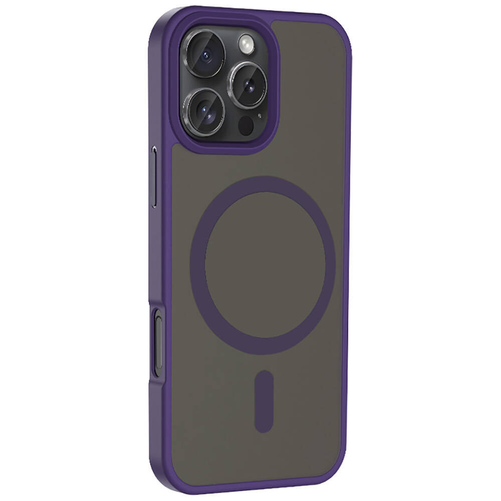 Apple iPhone 16 Pro Kılıf M-safe Şarj Özellikli Mat Arka Yüzey Zore Sio Kapak Lila