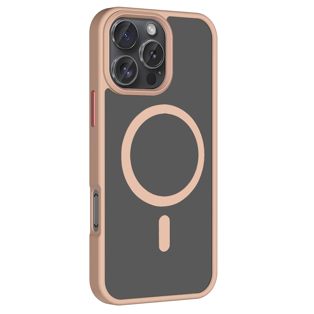 Apple iPhone 16 Pro Kılıf M-safe Şarj Özellikli Mat Arka Yüzey Zore Sio Kapak Rose Brown