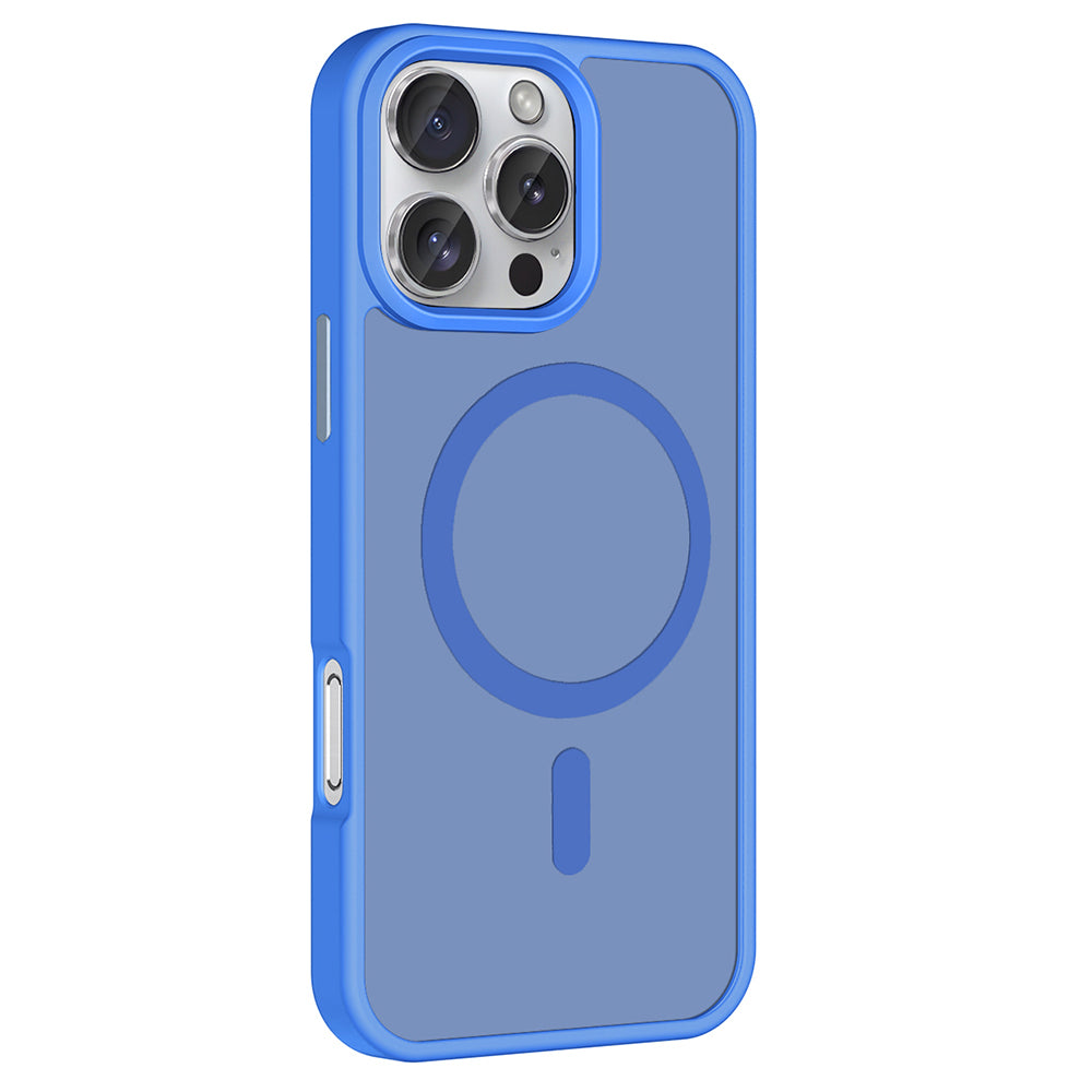 Apple iPhone 16 Pro Kılıf M-safe Şarj Özellikli Mat Arka Yüzey Zore Sio Kapak Lacivert