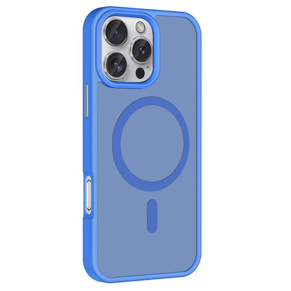 Apple iPhone 16 Pro Kılıf M-safe Şarj Özellikli Mat Arka Yüzey Zore Sio Kapak Lacivert