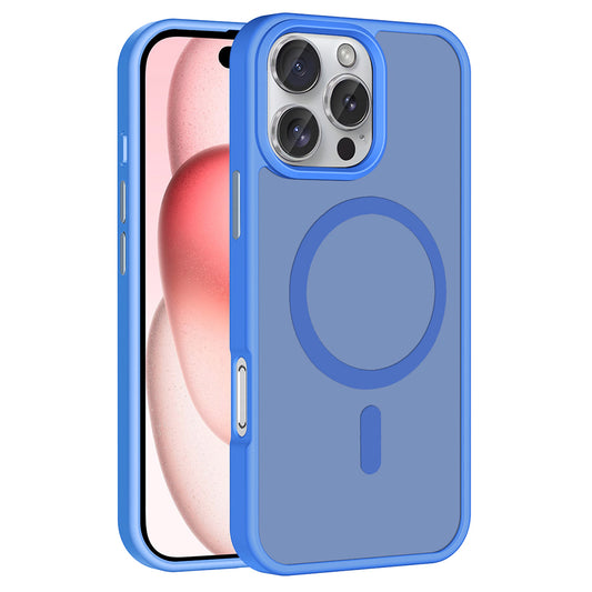 Apple iPhone 16 Pro Kılıf M-safe Şarj Özellikli Mat Arka Yüzey Zore Sio Kapak Mavi