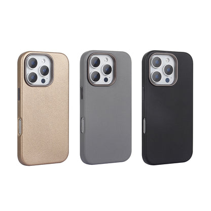 Apple iPhone 16 Pro Kılıf M-safe Şarj Özellikli PU Deri Zore Adora Kapak Desert Titanyum