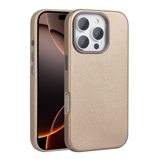 Apple iPhone 16 Pro Kılıf M-safe Şarj Özellikli PU Deri Zore Adora Kapak Desert Titanyum