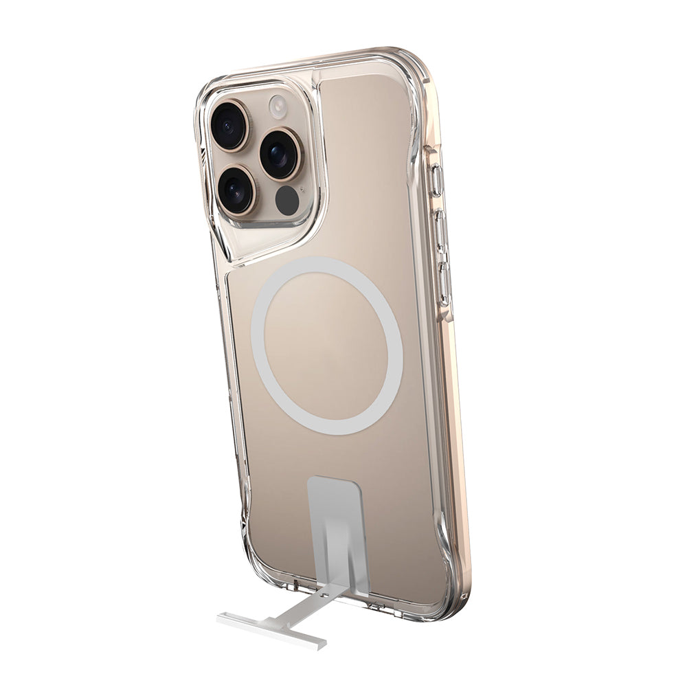 Apple iPhone 16 Pro Kılıf M-safe Şarj Özellikli Zore T-Max Standlı Kapak Şeffaf