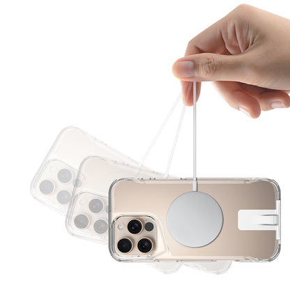 Apple iPhone 16 Pro Kılıf M-safe Şarj Özellikli Zore T-Max Standlı Kapak Şeffaf