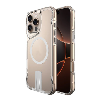 Apple iPhone 16 Pro Kılıf M-safe Şarj Özellikli Zore T-Max Standlı Kapak Şeffaf