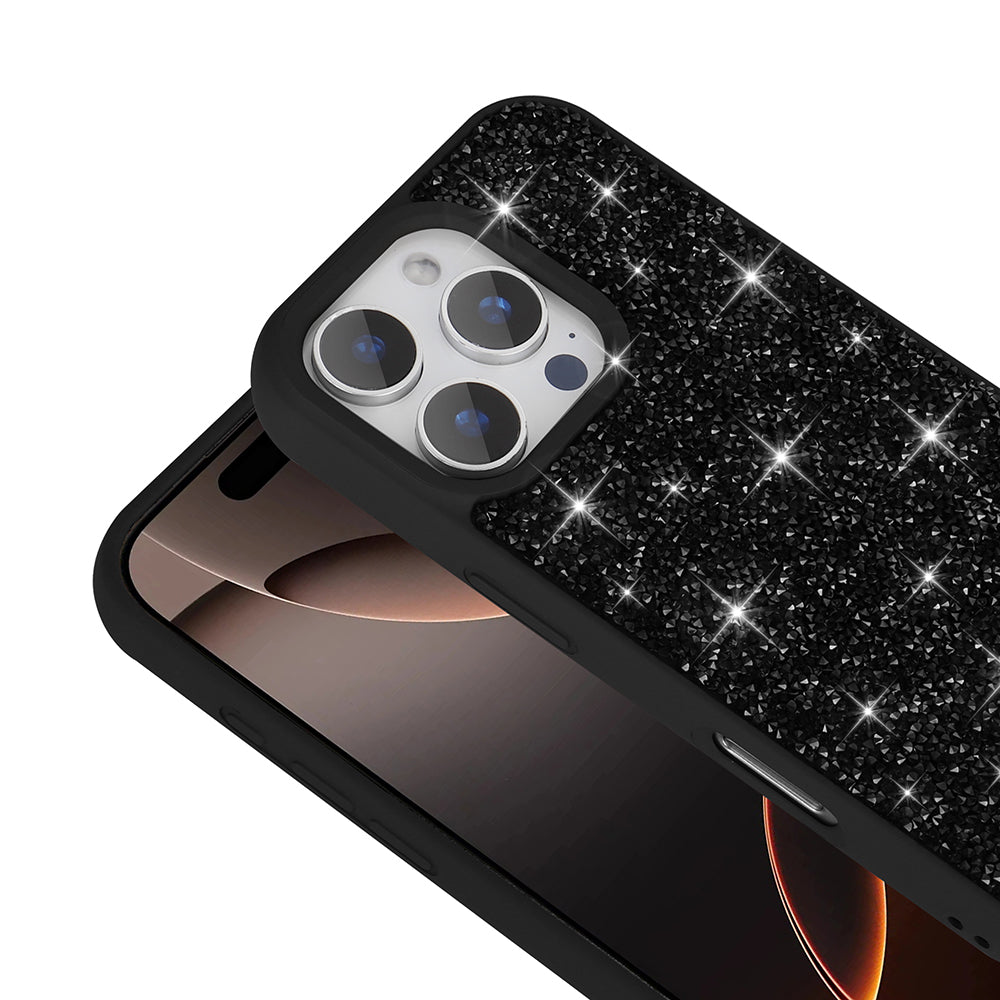 Apple iPhone 16 Pro Kılıf Parlak Taşlı Tasarım Zore Pırlanta Kapak Siyah