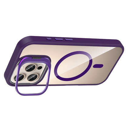 Apple iPhone 16 Pro Kılıf Standlı ve Kamera Lens Hediyeli M-Safe Şarj Özellikli Zore Etro Kapak Siyah