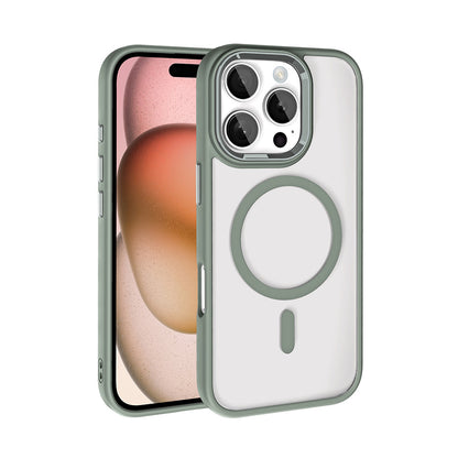 Apple iPhone 16 Pro Kılıf Wireless Şarj Özellikli Zore Krom M-safe Silikon Kapak