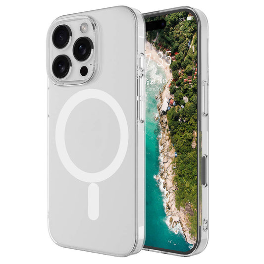 Apple iPhone 16 Pro Kılıf Zore M-safe Şarj Özellikli Şeffaf Tek Kamera Çerçeveli Porto Kapak Şeffaf