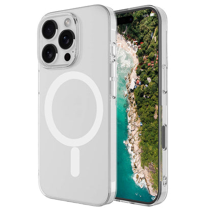 Apple iPhone 16 Pro Kılıf Zore M-safe Şarj Özellikli Şeffaf Tek Kamera Çerçeveli Porto Kapak Şeffaf