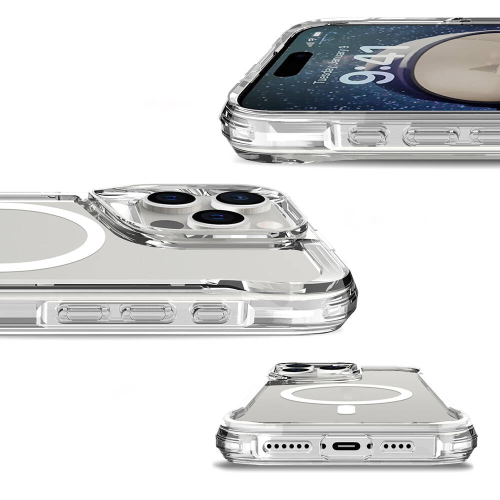 Apple iPhone 16 Pro Kılıf Zore M-safe Şarj Özellikli T-Max M-safe Kapak Şeffaf