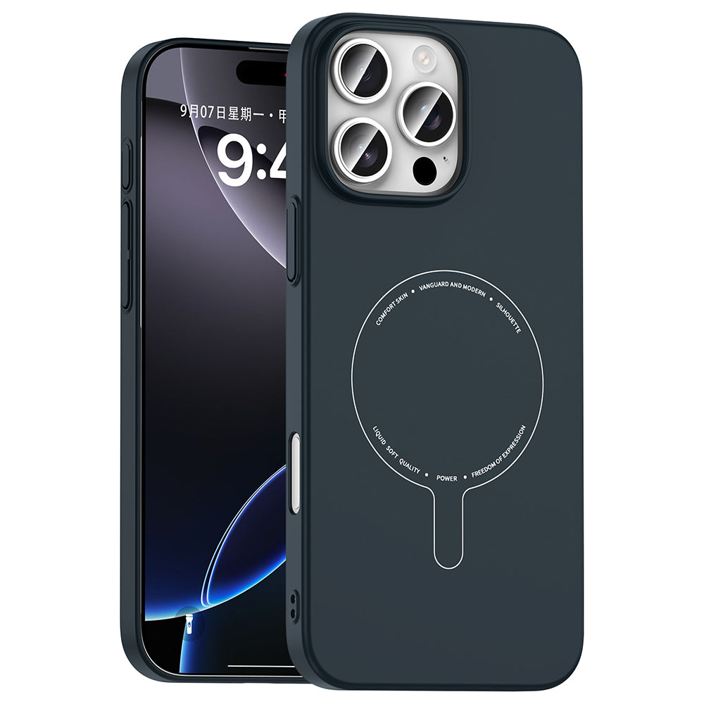 Apple iPhone 16 Pro Max Kılıf M-Safe Şarj Özellikli Kamera Korumalı Zore Elio Sert PC Kapak