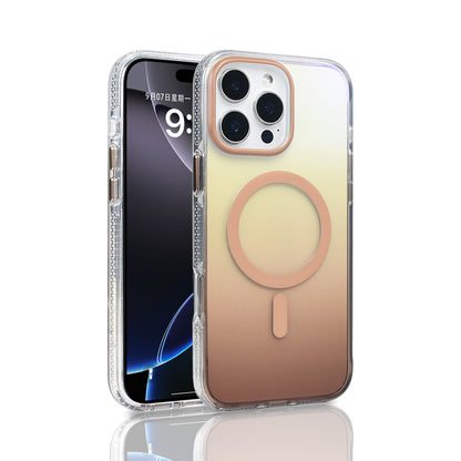 Apple iPhone 16 Pro Max Kılıf M-safe Şarj Özellikli Transparan Renk Geçişli Zore Toros Kapak Gri