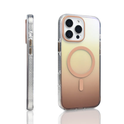 Apple iPhone 16 Pro Max Kılıf M-safe Şarj Özellikli Transparan Renk Geçişli Zore Toros Kapak Rose Gold