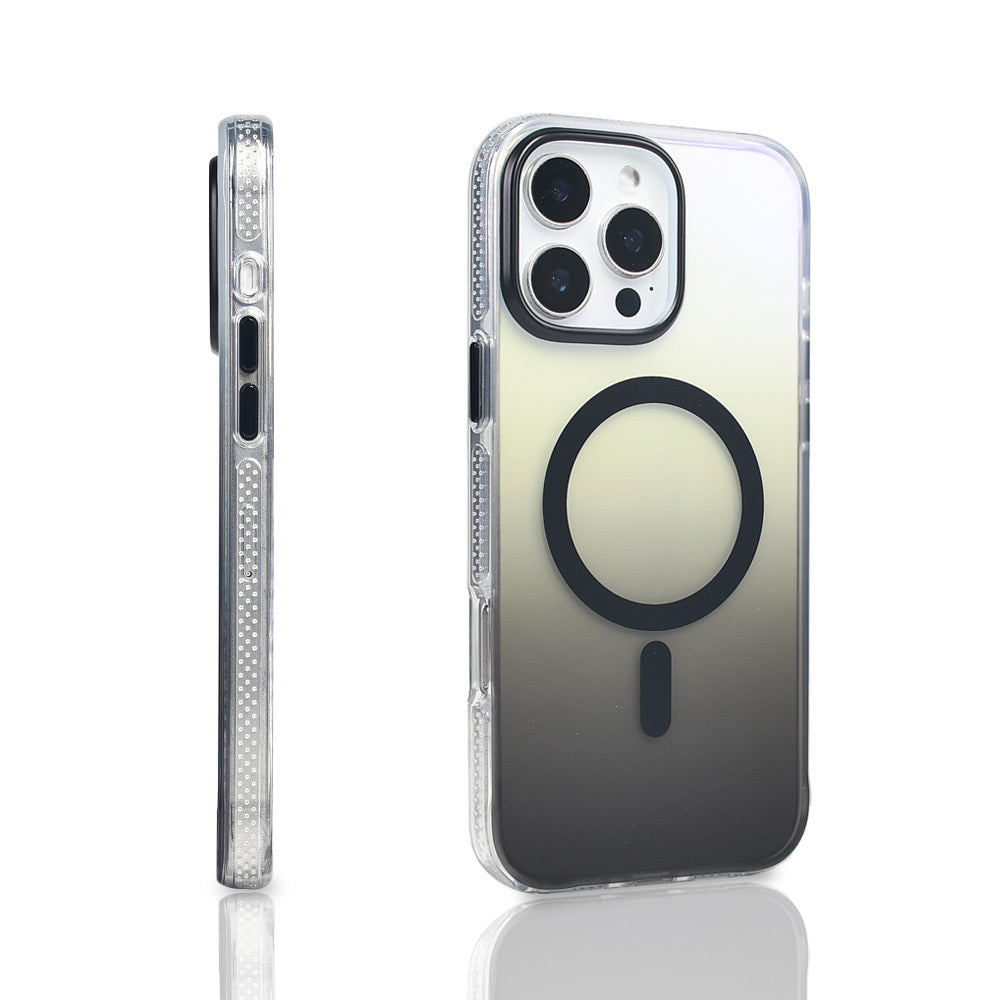 Apple iPhone 16 Pro Max Kılıf M-safe Şarj Özellikli Transparan Renk Geçişli Zore Toros Kapak Rose Pembe