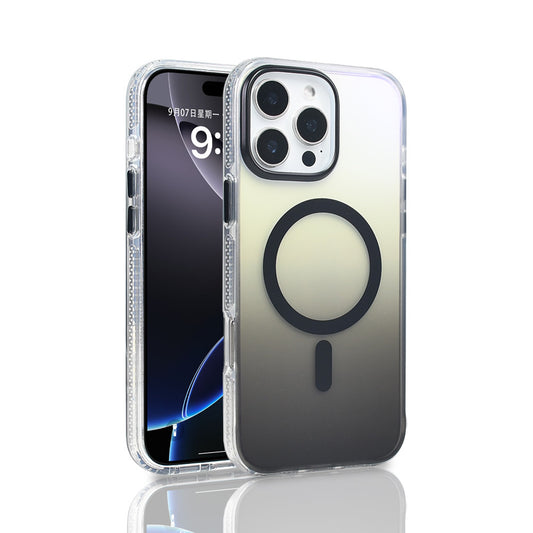 Apple iPhone 16 Pro Max Kılıf M-safe Şarj Özellikli Transparan Renk Geçişli Zore Toros Kapak Siyah