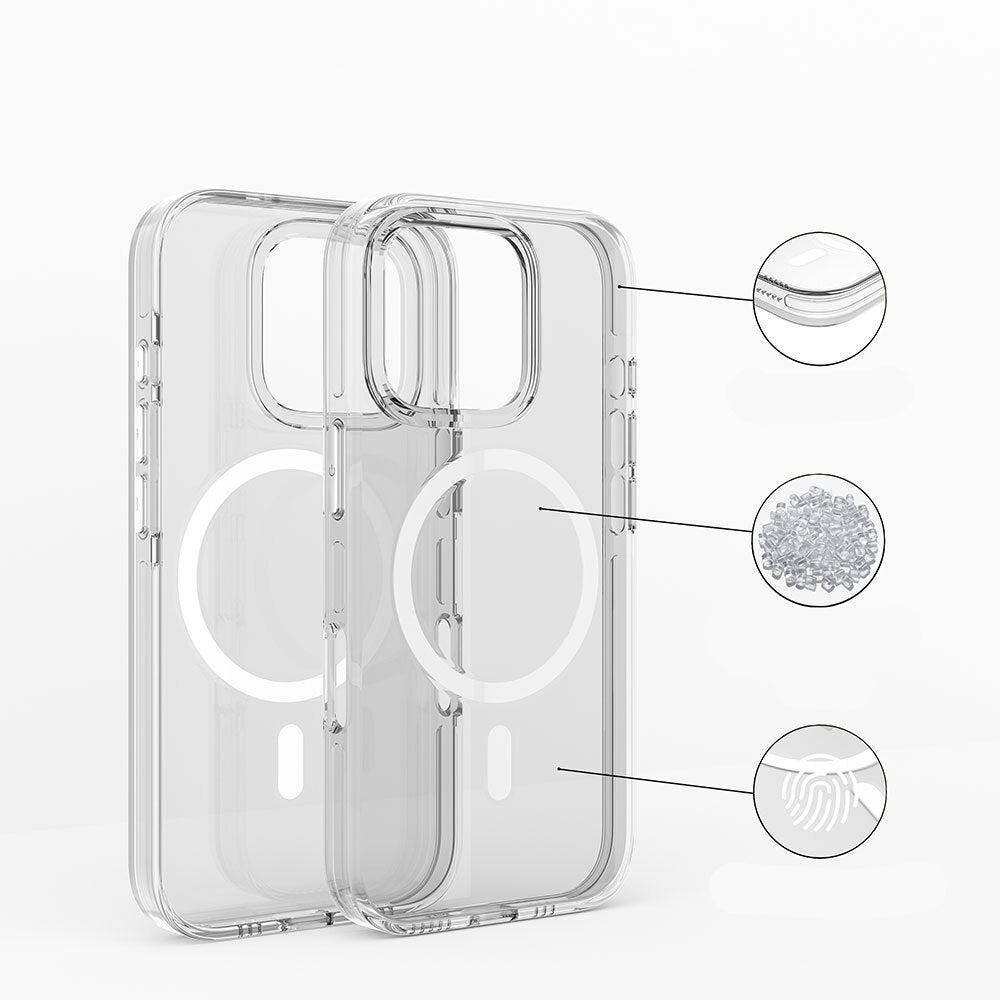 Apple iPhone 16 Pro Max Kılıf M-safe Şarj Özellikli Kamera Korumalı Zore Kripto Kapak Şeffaf