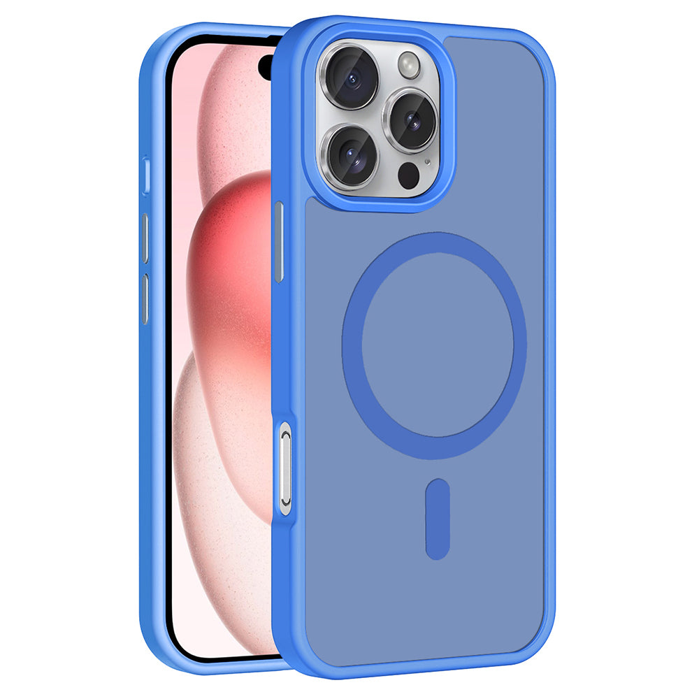 Apple iPhone 16 Pro Max Kılıf M-safe Şarj Özellikli Mat Arka Yüzey Zore Sio Kapak Mavi