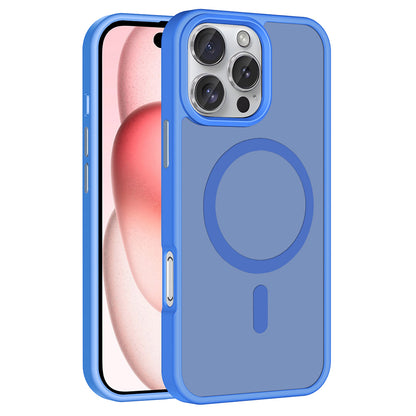 Apple iPhone 16 Pro Max Kılıf M-safe Şarj Özellikli Mat Arka Yüzey Zore Sio Kapak Mavi