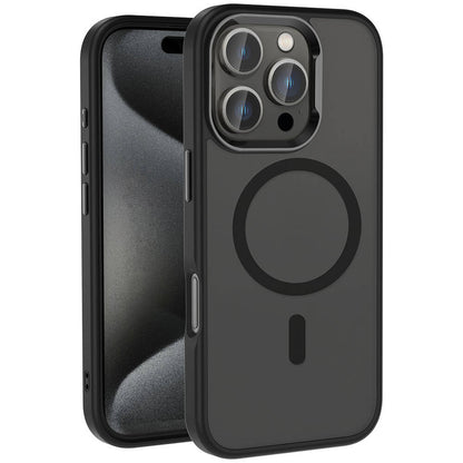 Apple iPhone 16 Pro Max Kılıf M-safe Şarj Özellikli Parlak Kamera Çerçeveli Zore Kost Kapak