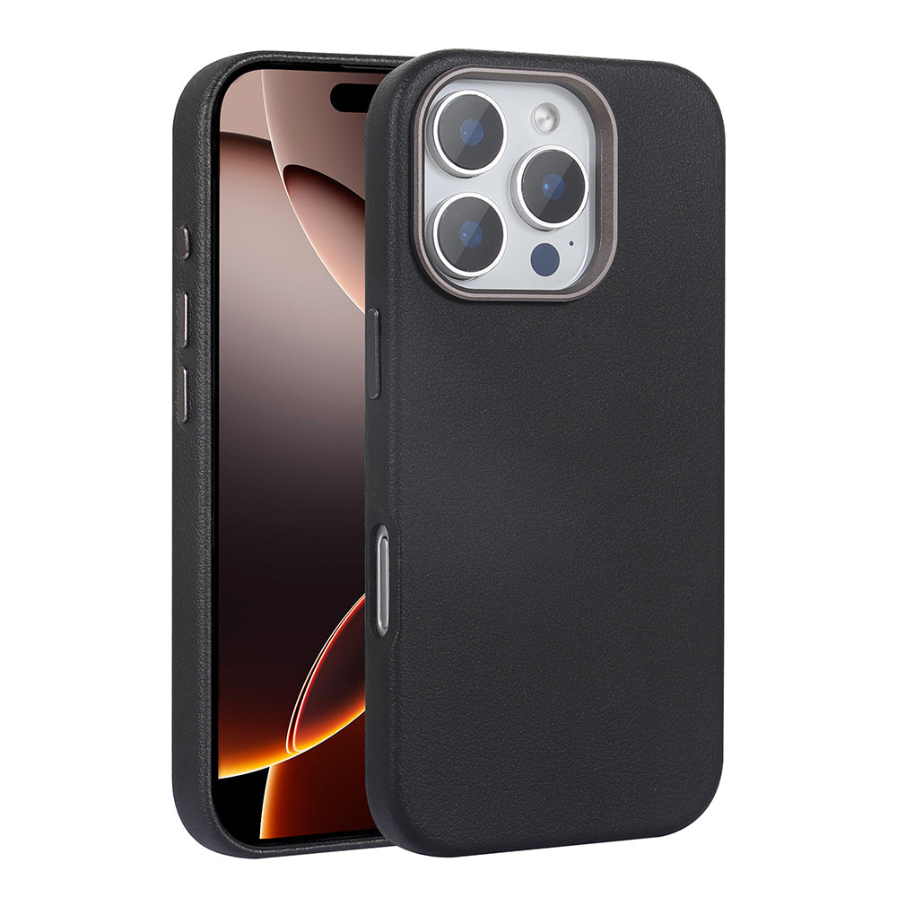 Apple iPhone 16 Pro Max Kılıf M-safe Şarj Özellikli PU Deri Zore Adora Kapak Siyah