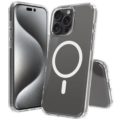 Apple iPhone 16 Pro Max Kılıf M-safe Şarj Özellikli Şeffaf Sert PC Zore Embos Kapak Şeffaf