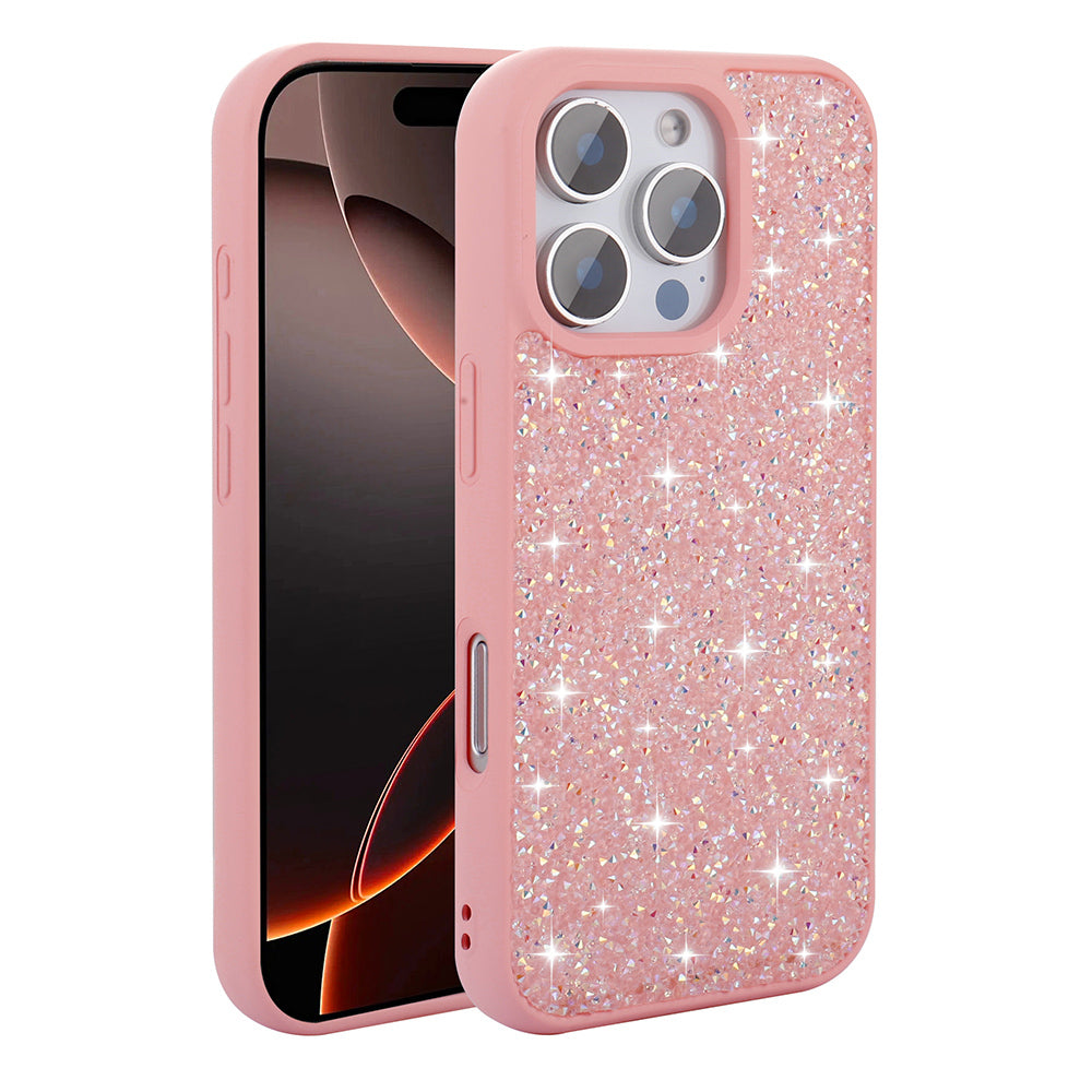 Apple iPhone 16 Pro Max Kılıf Parlak Taşlı Tasarım Zore Pırlanta Kapak Gold