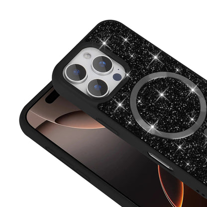 Apple iPhone 16 Pro Max Kılıf Pırlanta Tasarımlı M-safe Şarj Özellikli Zore Mozaik Silikon Kapak Titanyum-Gri