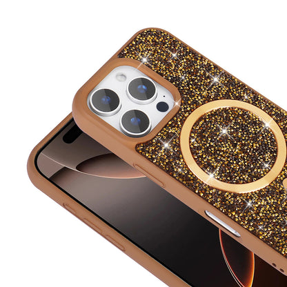 Apple iPhone 16 Pro Max Kılıf Pırlanta Tasarımlı M-safe Şarj Özellikli Zore Mozaik Silikon Kapak Titanyum-Gri