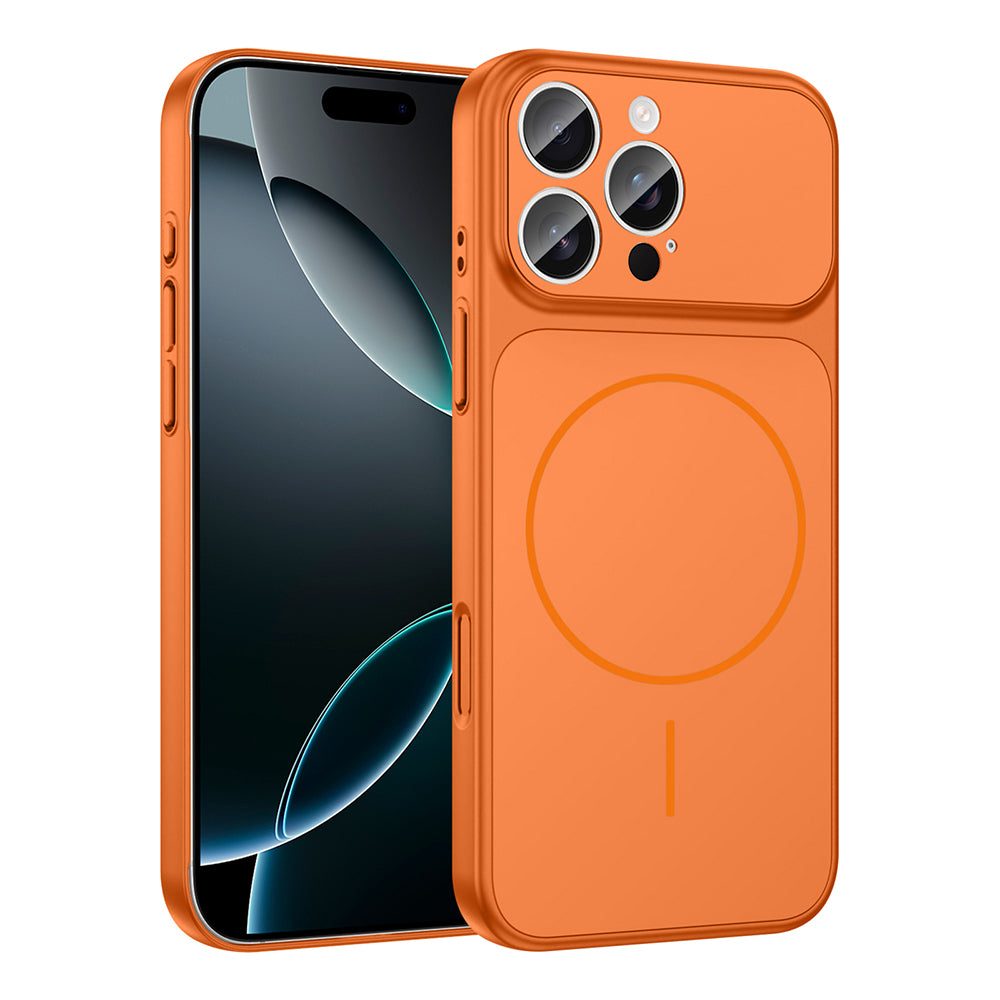 Apple iPhone 16 Pro Max Kılıf Zore M-Safe Şarj Özellikli Kamera Korumalı Formen Kapak Turuncu