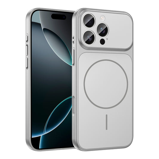 Apple iPhone 16 Pro Max Kılıf Zore M-Safe Şarj Özellikli Kamera Korumalı Formen Kapak Gümüş