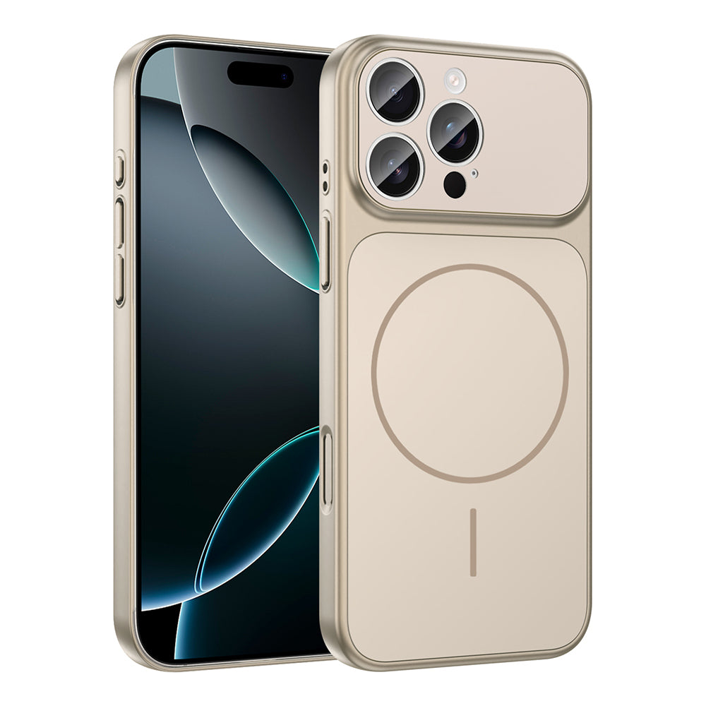 Apple iPhone 16 Pro Max Kılıf Zore M-Safe Şarj Özellikli Kamera Korumalı Formen Kapak Gold