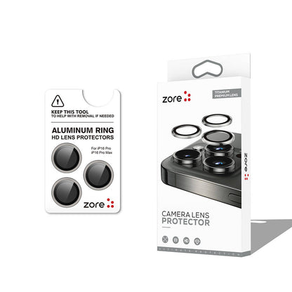 Apple iPhone 16 Pro Max Zore CL-12 Premium Safir Parmak İzi Bırakmayan Anti-Reflective Kamera Lens Koruyucu Titanyum-Gri