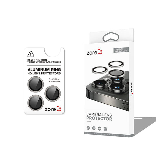 Apple iPhone 16 Pro Max Zore CL-12 Premium Safir Parmak İzi Bırakmayan Anti-Reflective Kamera Lens Koruyucu Titanyum-Gri