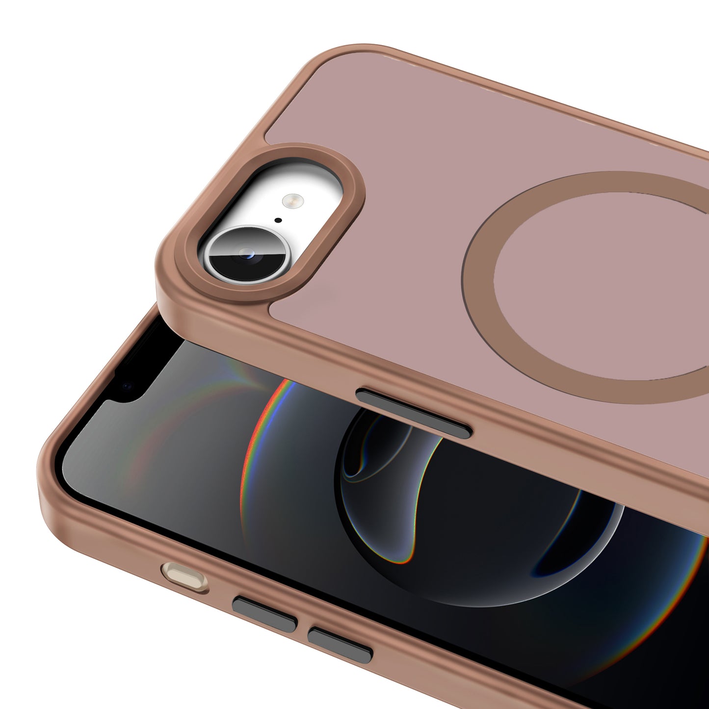 Apple iPhone 16E Kılıf M-safe Şarj Özellikli Mat Arka Yüzey Zore Sio Kapak Rose Gold