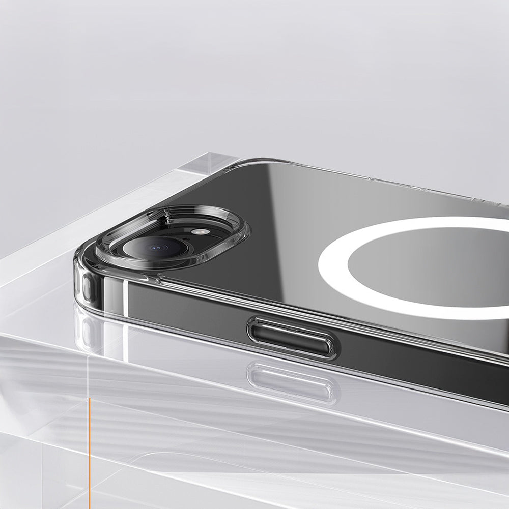 Apple iPhone 16E Kılıf M-safe Şarj Özellikli Şeffaf Sert PC Zore Embos Kapak Şeffaf