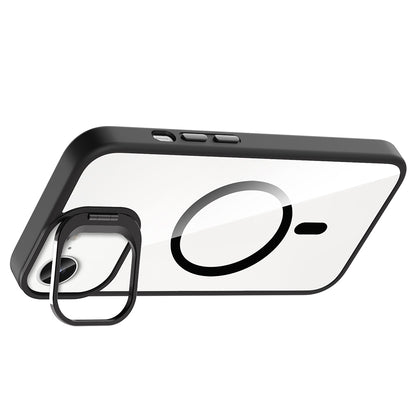 Apple iPhone 16E Kılıf Standlı ve Kamera Lens Hediyeli M-Safe Şarj Özellikli Zore Etro Kapak Derin Mor