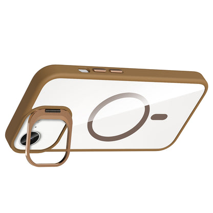 Apple iPhone 16E Kılıf Standlı ve Kamera Lens Hediyeli M-Safe Şarj Özellikli Zore Etro Kapak Siyah