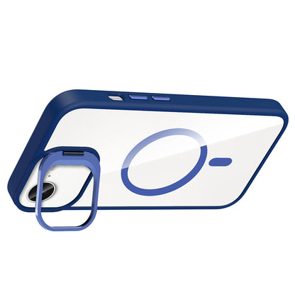 Apple iPhone 16E Kılıf Standlı ve Kamera Lens Hediyeli M-Safe Şarj Özellikli Zore Etro Kapak Derin Mor