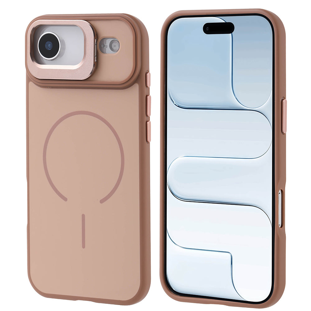 Apple iPhone 17 Air Kılıf M-safe Şarj Özellikli Kamera Standlı Zore Notron Kapak Gold