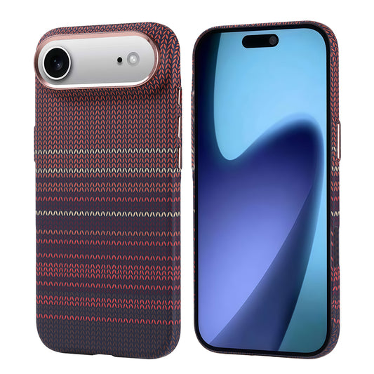 Apple iPhone 17 Air Kılıf M-safe Şarj Özellikli Karbon Fiber Görünümlü Zore Nekst Kapak Kırmızı